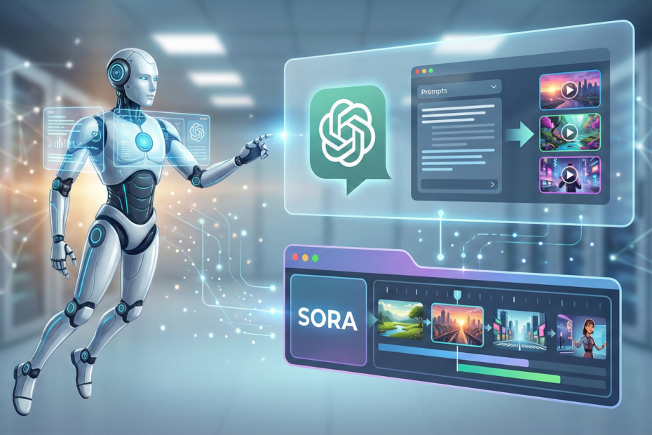 robo escolhendo qual ferramenta usar para gerar vídeos