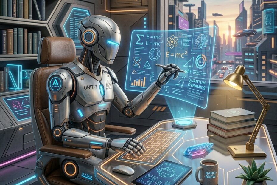 robô estudando para concursp